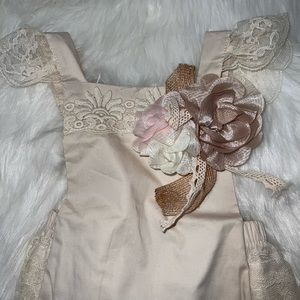 Tan Infant Romper with Ruffle Butt